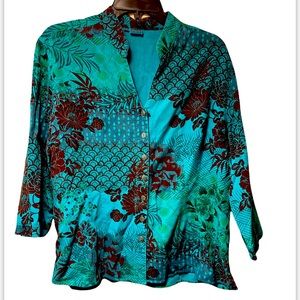 Tianello Blue 3/4 Sleeve Shirt Large